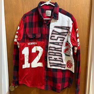 Furst Of A Kind Nebraska Huskers Upcycled Plaid Shirt
